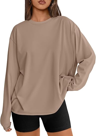Queen Womens Spring Tops Oversized Long Sleeve T Shirts 2026 Basic Tee Fall Casual Workout Y2K Clothes