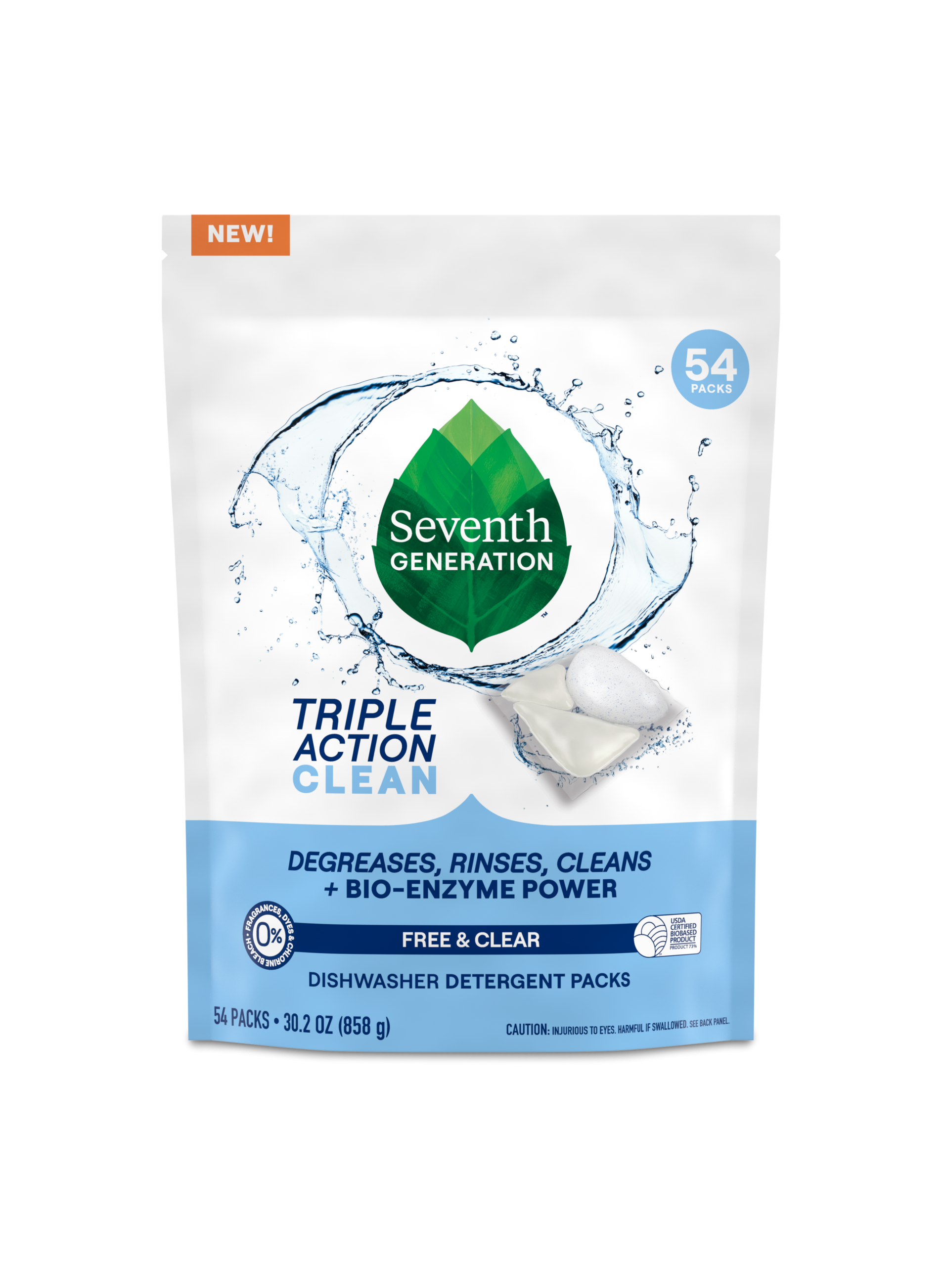 Multi-Chamber Dishwasher Detergent Packs - Free & Clear