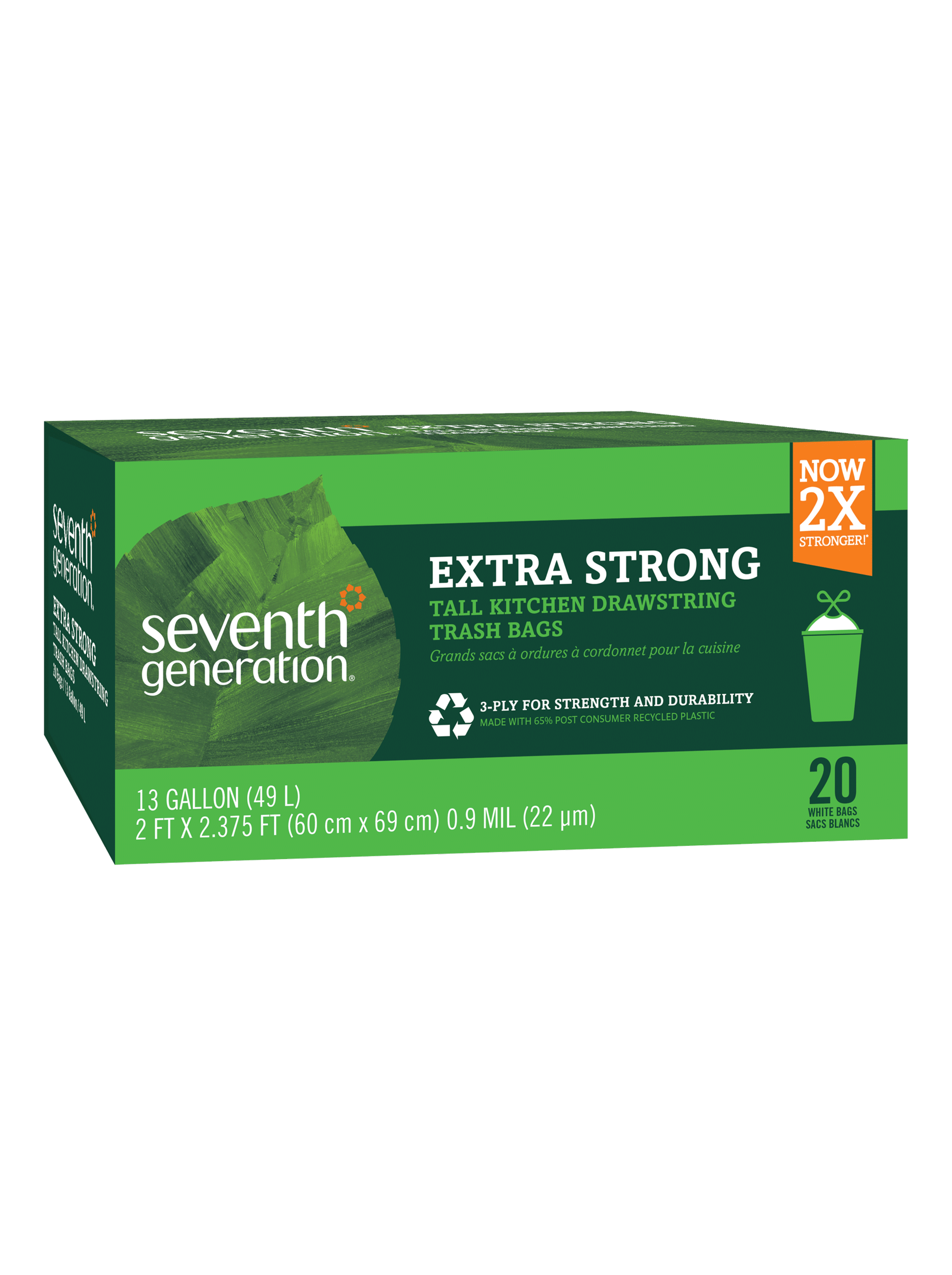 Extra Strong Tall Kitchen Drawstring Trash Bags - 13 gallon
